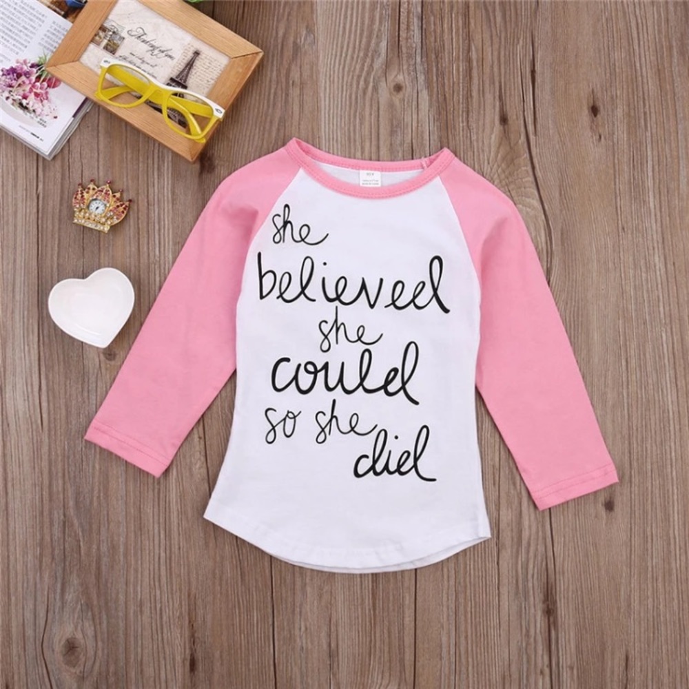 3/4 sleeve raglan girls shirt - Picture 3 of 3